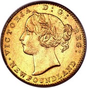 Canada 2 Dollars (Victoria) KM# 5 VICTORIA D: G: REG: NEWFOUNDLAND coin obverse Canada 2 Dollars (Victoria) KM# 5 VICTORIA D: G: REG: NEWFOUNDLAND coin obverse