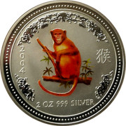 Australia 2 Dollars Year of the Monkey - Colored 2004 MS-BU 2004 2 OZ 999 SILVER SA coin reverse
