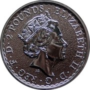 UK 2 Pounds Britannia. Hologram & Ruthenium plated edition 2017 ELIZABETH II∙D∙G∙REG∙F∙D∙2 POUNDS∙ J.C coin obverse