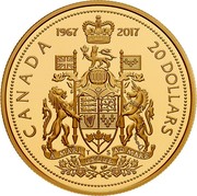 Canada 20 Dollars 1967 Centennial Arms of Canada 2017 Proof 1967 2017 CANADA 20 DOLLARS coin reverse Canada 20 Dollars 1967 Centennial Arms of Canada 2017 Proof 1967 2017 CANADA 20 DOLLARS coin reverse