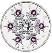 Canada 20 Dollars Amethyst Crystal Snowflake 2008 Proof KM# 811 CANADA 2008 coin reverse Canada 20 Dollars Amethyst Crystal Snowflake 2008 Proof KM# 811 CANADA 2008 coin reverse
