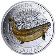 Canada 20 Dollars Atlantic Salmon 2016 Proof KM# 2177 CANADA 2016 20 DOLLARS coin reverse Canada 20 Dollars Atlantic Salmon 2016 Proof KM# 2177 CANADA 2016 20 DOLLARS coin reverse