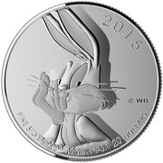 Canada 20 Dollars Looney Tune Bugs Bunny 2015 Specimen KM# 1981 2015 ©WB FINE SILVER 9999 ARGENT PUR 20 DOLLARS coin reverse Canada 20 Dollars Looney Tune Bugs Bunny 2015 Specimen KM# 1981 2015 ©WB FINE SILVER 9999 ARGENT PUR 20 DOLLARS coin reverse