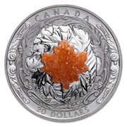 Canada 20 Dollars Majestic Maple Leaves with Drusy Stone 2016 Proof KM# 2187 CANADA TB 20 DOLLARS coin reverse