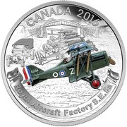 Canada 20 Dollars Royal Aircraft Factory S.E.5A 2016 Proof KM# 2169 CANADA 2016 DO ROYAL AIRCRAFT FACTORY S.E.5A coin reverse Canada 20 Dollars Royal Aircraft Factory S.E.5A 2016 Proof KM# 2169 CANADA 2016 DO ROYAL AIRCRAFT FACTORY S.E.5A coin reverse