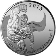 Canada 20 Dollars Superman 2015 Specimen KM# 2030 2015 FINE SILVER 9999 ARGENT PUR 20 DOLLARS coin reverse Canada 20 Dollars Superman 2015 Specimen KM# 2030 2015 FINE SILVER 9999 ARGENT PUR 20 DOLLARS coin reverse