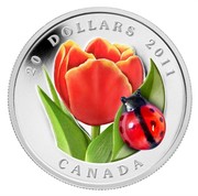 Canada 20 Dollars Tulip with Ladybug 2011 Proof KM# 1135 20 DOLLARS 2011 CANADA coin reverse