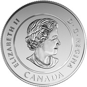 Canada 20 Dollars Tyrannosaurus Rex 2016 Specimen KM# 2210 ELIZABETH II D∙G∙REGINA CANADA coin obverse Canada 20 Dollars Tyrannosaurus Rex 2016 Specimen KM# 2210 ELIZABETH II D∙G∙REGINA CANADA coin obverse