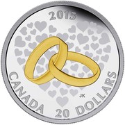 Canada 20 Dollars Wedding 2015 Proof KM# 2005 CANADA 20 DOLLARS 2015 JK coin reverse Canada 20 Dollars Wedding 2015 Proof KM# 2005 CANADA 20 DOLLARS 2015 JK coin reverse