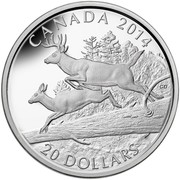 Canada 20 Dollars White-Tailed Deer - Mates 2014 Proof KM# 1746 CANADA 2014 20 DOLLARS coin reverse Canada 20 Dollars White-Tailed Deer - Mates 2014 Proof KM# 1746 CANADA 2014 20 DOLLARS coin reverse