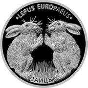 Belarus 20 Roubles Hares 2014 Proof KM# 539 LEPUS EUROPAEUS ЗАЙЦЫ coin reverse Belarus 20 Roubles Hares 2014 Proof KM# 539 LEPUS EUROPAEUS ЗАЙЦЫ coin reverse