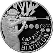 Belarus 20 Roubles Oslo 2016 World Championship Biathlon 2016 Proof KM# 554 OSLO 2016, WORLD CHAMPIONSHIP, BIATHLON coin reverse Belarus 20 Roubles Oslo 2016 World Championship Biathlon 2016 Proof KM# 554 OSLO 2016, WORLD CHAMPIONSHIP, BIATHLON coin reverse