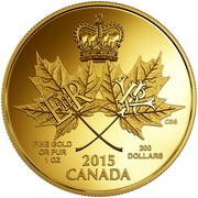 Canada 200 Dollars A Historic Reign 2015 Proof KM# 2059 FINE GOLD OR PUR 1 OZ 200 DOLLARS 2015 CANADA CBS coin reverse