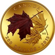 Canada 200 Dollars Alluring Maple Leaves of Fall - Brown 2015 KM# 2061 CANADA 200 DOLLARS 2015 MG coin reverse