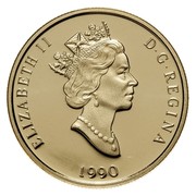 Canada 200 Dollars Canada's Flag Silver Jubilee 1990 Proof KM# 178 ELIZABETH II D ∙ G ∙ REGINA 1990 coin obverse Canada 200 Dollars Canada's Flag Silver Jubilee 1990 Proof KM# 178 ELIZABETH II D ∙ G ∙ REGINA 1990 coin obverse