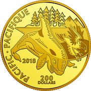 Canada 200 Dollars Canadian Coastal Symbols: The Pacific 2018 Proof PACIFIC • PACIFIQUE 2018 200 DOLLARS CBS coin reverse Canada 200 Dollars Canadian Coastal Symbols: The Pacific 2018 Proof PACIFIC • PACIFIQUE 2018 200 DOLLARS CBS coin reverse