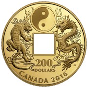 Canada 200 Dollars Tiger and Dragon Yin & Yang 2016 Proof KM# 2253 200 DOLLARS CV CANADA 2016 coin reverse Canada 200 Dollars Tiger and Dragon Yin & Yang 2016 Proof KM# 2253 200 DOLLARS CV CANADA 2016 coin reverse