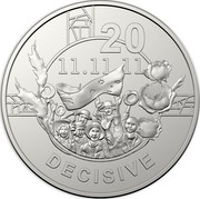 Australia 20c Anzac Spirit - Decisive 2018 20 11.11.11 DECISIVE coin reverse Australia 20c Anzac Spirit - Decisive 2018 20 11.11.11 DECISIVE coin reverse