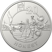 Australia 20c Anzac Spirit - Honest 2018 20 HONEST coin reverse Australia 20c Anzac Spirit - Honest 2018 20 HONEST coin reverse