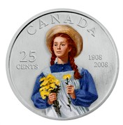 Canada 25 Cents 100th Anniversary of Anne of Green Gables 1918-2008 Specimen KM# 776 CANADA 25 CENTS 1908 2008 coin reverse