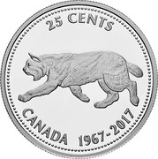 Canada 25 Cents 1967 Centennial - Bobcat 2017 Proof 25 CENTS CANADA 1967-2017 coin reverse Canada 25 Cents 1967 Centennial - Bobcat 2017 Proof 25 CENTS CANADA 1967-2017 coin reverse