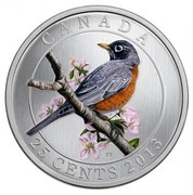 Canada 25 Cents American Robin 2013 Specimen KM# 1373 CANADA TT 25 CENTS 2013 coin reverse Canada 25 Cents American Robin 2013 Specimen KM# 1373 CANADA TT 25 CENTS 2013 coin reverse