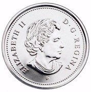 Canada 25 Cents Christmas Stocking - Coloured Coin 2005 P Prooflike KM# 533 ELIZABETH II D ∙ G ∙ REGINA P coin obverse Canada 25 Cents Christmas Stocking - Coloured Coin 2005 P Prooflike KM# 533 ELIZABETH II D ∙ G ∙ REGINA P coin obverse
