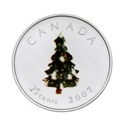 Canada 25 Cents Christmas Tree 2007 Prooflike KM# 705 CANADA 25 CENTS 2007 coin reverse Canada 25 Cents Christmas Tree 2007 Prooflike KM# 705 CANADA 25 CENTS 2007 coin reverse