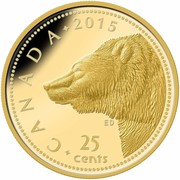 Canada 25 Cents Grizzly Bear 2015 Proof KM# 1810 CANADA 2015 25 CENTS ED coin reverse Canada 25 Cents Grizzly Bear 2015 Proof KM# 1810 CANADA 2015 25 CENTS ED coin reverse