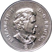 Canada 25 Cents Maple leafs (Yellow) 2009 Prooflike KM# 935 ELIZABETH II D∙G∙REGINA coin obverse Canada 25 Cents Maple leafs (Yellow) 2009 Prooflike KM# 935 ELIZABETH II D∙G∙REGINA coin obverse