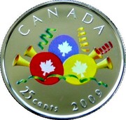 Canada 25 Cents Surprise Birthday 2009 Prooflike KM# 915 CANADA 25 CENTS 2009 coin reverse