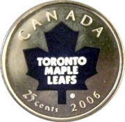 Canada 25 Cents Toronto Maple Leafs 2006 P Prooflike KM# 534 CANADA TORONTO MAPLE LEAFS 25 CENTS 2006 coin reverse Canada 25 Cents Toronto Maple Leafs 2006 P Prooflike KM# 534 CANADA TORONTO MAPLE LEAFS 25 CENTS 2006 coin reverse