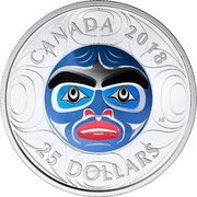 Canada 25 Dollars Ancestor Moon Mask Native American Masters Club Exclusive 2018 Proof CANADA 25 DOLLARS 2018 AE coin reverse Canada 25 Dollars Ancestor Moon Mask Native American Masters Club Exclusive 2018 Proof CANADA 25 DOLLARS 2018 AE coin reverse