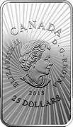 Canada 25 Dollars Beneath Thy Shining Skies (Left) 2018 Proof CANADA ELIZABETH II D G REGINA 2018 25 DOLLARS coin obverse Canada 25 Dollars Beneath Thy Shining Skies (Left) 2018 Proof CANADA ELIZABETH II D G REGINA 2018 25 DOLLARS coin obverse