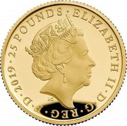 UK 25 Pounds Tower of London - Legend of the Ravens 2019 Proof • 25 POUNDS • ELIZABETH II • D • G • REG • F • D • 2019 • J.C coin obverse UK 25 Pounds Tower of London - Legend of the Ravens 2019 Proof • 25 POUNDS • ELIZABETH II • D • G • REG • F • D • 2019 • J.C coin obverse