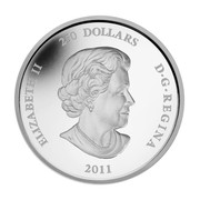 Canada 250 Dollars 375th Anniversary of Lacrosse 2011 Proof KM# 1150 ELIZABETH II 250 DOLLARS D∙G∙REGINA 2011 coin obverse