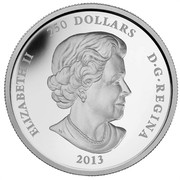 Canada 250 Dollars Canada's Arctic Landscape 2013 Proof KM# 1371 ELIZABETH II 250 DOLLARS D • G • REGINA 2013 SB coin obverse Canada 250 Dollars Canada's Arctic Landscape 2013 Proof KM# 1371 ELIZABETH II 250 DOLLARS D • G • REGINA 2013 SB coin obverse