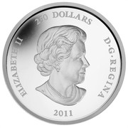 Canada 250 Dollars Maple Leaf Forever 2011 Proof KM# 1160 ELIZABETH II 250 DOLLARS D∙G∙REGINA 2011 SB coin obverse Canada 250 Dollars Maple Leaf Forever 2011 Proof KM# 1160 ELIZABETH II 250 DOLLARS D∙G∙REGINA 2011 SB coin obverse