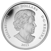 Canada 250 Dollars The Caribou 2013 Proof KM# 1502 ELIZABETH II 250 DOLLARS D∙G∙REGINA 2013 coin obverse Canada 250 Dollars The Caribou 2013 Proof KM# 1502 ELIZABETH II 250 DOLLARS D∙G∙REGINA 2013 coin obverse