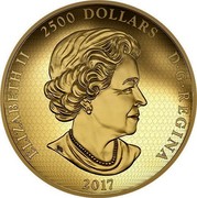 Canada 2500 Dollars In the Eyes of the Timber Wolf 2017 Proof ELIZABETH II 2500 DOLLARS D • G • REGINA 2017 SB coin obverse Canada 2500 Dollars In the Eyes of the Timber Wolf 2017 Proof ELIZABETH II 2500 DOLLARS D • G • REGINA 2017 SB coin obverse