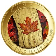Canada 2500 Dollars Maple Leaf Forever 2016 Proof CANADA 9999 FINE GOLD 1 KG OR PUR 9999 coin reverse Canada 2500 Dollars Maple Leaf Forever 2016 Proof CANADA 9999 FINE GOLD 1 KG OR PUR 9999 coin reverse