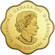 Canada 2500 Dollars Year of the Rooster 2017 ELIZABETH II CANADA 2017 D ∙ G ∙ REGINA 2500 DOLLARS SB coin obverse Canada 2500 Dollars Year of the Rooster 2017 ELIZABETH II CANADA 2017 D ∙ G ∙ REGINA 2500 DOLLARS SB coin obverse