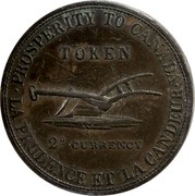 Canada 2D Currency Lesslie & Sons Token 1822 PROSPERITY TO CANADA. TOKEN 2D CURRENCY LA PRUDENCE ET LA CANDEUR coin reverse Canada 2D Currency Lesslie & Sons Token 1822 PROSPERITY TO CANADA. TOKEN 2D CURRENCY LA PRUDENCE ET LA CANDEUR coin reverse