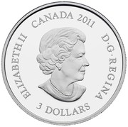 Canada 3 Dollars April Birthstone - Diamond 2011 KM# 1120 ELIZABETH II CANADA 2011 D ∙ G ∙ REGINA 3 DOLLARS SB coin obverse Canada 3 Dollars April Birthstone - Diamond 2011 KM# 1120 ELIZABETH II CANADA 2011 D ∙ G ∙ REGINA 3 DOLLARS SB coin obverse