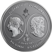 Canada 3 Dollars Queen Victoria 200th Anniversary ND (2019) Reverse Proof ELIZABETH II D • G • REGINA 3 DOLLARS VICTORIA D • G • REGINA SB coin obverse Canada 3 Dollars Queen Victoria 200th Anniversary ND (2019) Reverse Proof ELIZABETH II D • G • REGINA 3 DOLLARS VICTORIA D • G • REGINA SB coin obverse