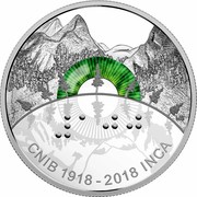 Canada 30 Dollars Canadian National Institute for the Blind CNIB 100th Anniversary 2018 Proof CNIB 1918-2018 INCA MS coin reverse Canada 30 Dollars Canadian National Institute for the Blind CNIB 100th Anniversary 2018 Proof CNIB 1918-2018 INCA MS coin reverse