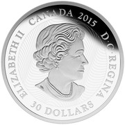 Canada 30 Dollars Moonlight Fireflies 2015 Proof KM# 1872 ELIZABETH II CANADA 2015 D ∙ G ∙ REGINA 30 DOLLARS SB coin obverse Canada 30 Dollars Moonlight Fireflies 2015 Proof KM# 1872 ELIZABETH II CANADA 2015 D ∙ G ∙ REGINA 30 DOLLARS SB coin obverse