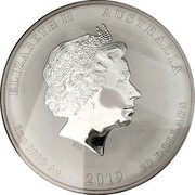 Australia 30 Dollars Year of the Pig 2019 Proof ELIZABETH II AUSTRALIA 1 KG 9999 AG 2019 30 DOLLARS IRB coin obverse Australia 30 Dollars Year of the Pig 2019 Proof ELIZABETH II AUSTRALIA 1 KG 9999 AG 2019 30 DOLLARS IRB coin obverse