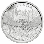 Canada 300 Dollars Battle of the White-tailed Deer 2015 Proof KM# 2066 CANADA 2015 DMC 9995 PLATINUM 1 OZ PLATINUM coin reverse Canada 300 Dollars Battle of the White-tailed Deer 2015 Proof KM# 2066 CANADA 2015 DMC 9995 PLATINUM 1 OZ PLATINUM coin reverse