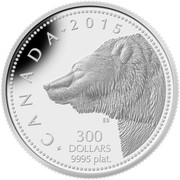 Canada 300 Dollars Grizzly Bear 2015 CANADA 2015 ED 300 DOLLARS 9995 PLAT. coin reverse Canada 300 Dollars Grizzly Bear 2015 CANADA 2015 ED 300 DOLLARS 9995 PLAT. coin reverse